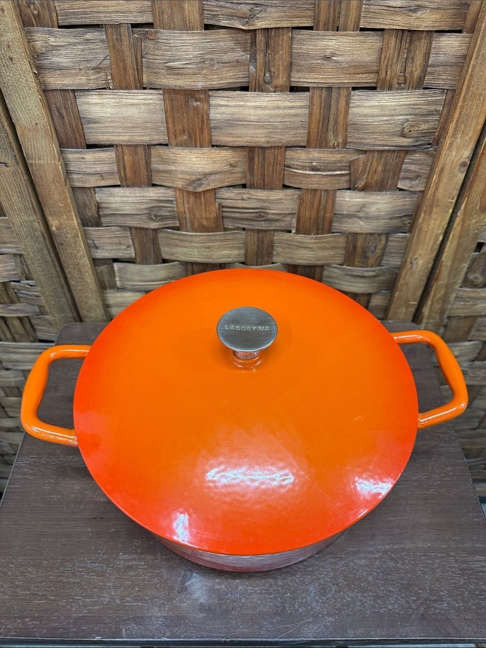 Lagostina Bright Orange Enameled Cast Iron Dutch Oven 6.6L